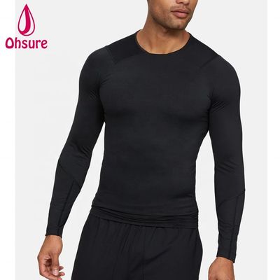 Heißer Verkauf Großhandel Gymnastikbekleidung Slim Fit Herren Kompressionsshirt Herren Sportbekleidung Herren Langarm T-Shirts Jersey Blank Casual O-Ausschnitt