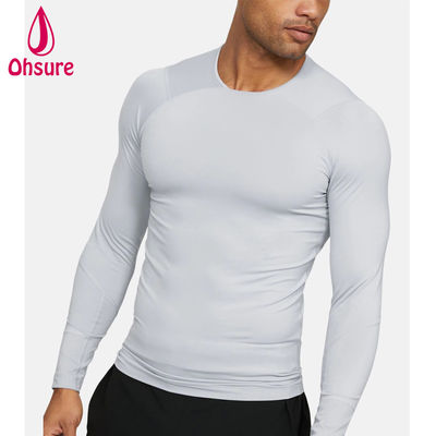 Heißer Verkauf Großhandel Gymnastikbekleidung Slim Fit Herren Kompressionsshirt Herren Sportbekleidung Herren Langarm T-Shirts Jersey Blank Casual O-Ausschnitt