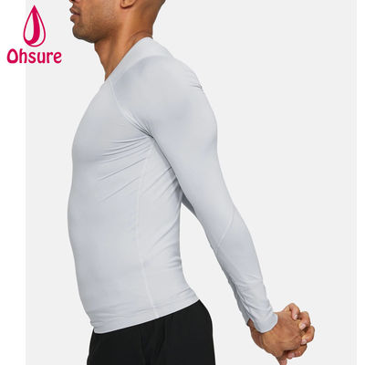 Heißer Verkauf Großhandel Gymnastikbekleidung Slim Fit Herren Kompressionsshirt Herren Sportbekleidung Herren Langarm T-Shirts Jersey Blank Casual O-Ausschnitt