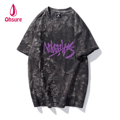 Ohsure 2023 T-Shirt Custom Washing Baumwolle Krawatte T-Shirt Straßenbekleidung Kurzärme Sommer Unisex Männer Casual Print Muster