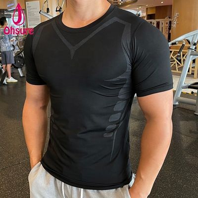 Kurzärmeliges Schweißabsorptions-T-Shirt Großhandel Custom New Design Männer Sport Fitnessstudio Laufen Sport Casual Gewebt