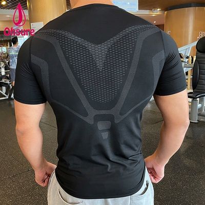 Kurzärmeliges Schweißabsorptions-T-Shirt Großhandel Custom New Design Männer Sport Fitnessstudio Laufen Sport Casual Gewebt