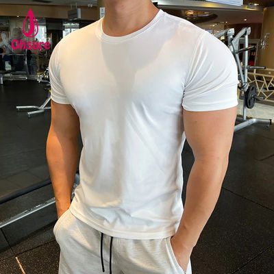 Ohsure Männer Sommer kurzärmeliges T-Shirt Kaltes Seiden recycelt hochwertiges Xylitol Baumwolle Custom Private Logo Fitness-T-Shirts für Männer