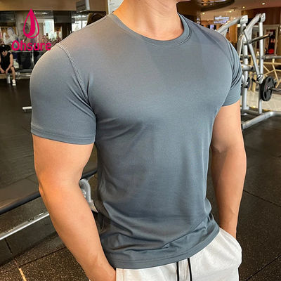 Ohsure Männer Sommer kurzärmeliges T-Shirt Kaltes Seiden recycelt hochwertiges Xylitol Baumwolle Custom Private Logo Fitness-T-Shirts für Männer
